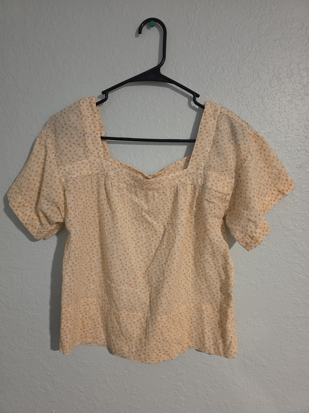 Madewell Peach Floral Square-Neck Short Sleeve Blouse